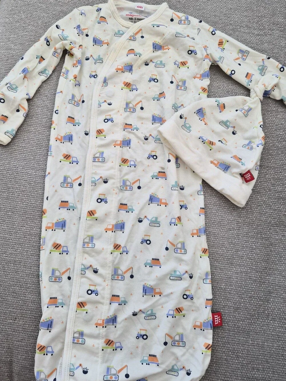 Magnetic Me Cream Sleep Sack & Hat with Orange, Blue, Green Construction Print